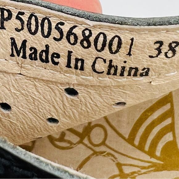 FLY London Yile Black Perforated Leather Peep Toe Platform Wedge Sandal Size 8 - Picture 7 of 14